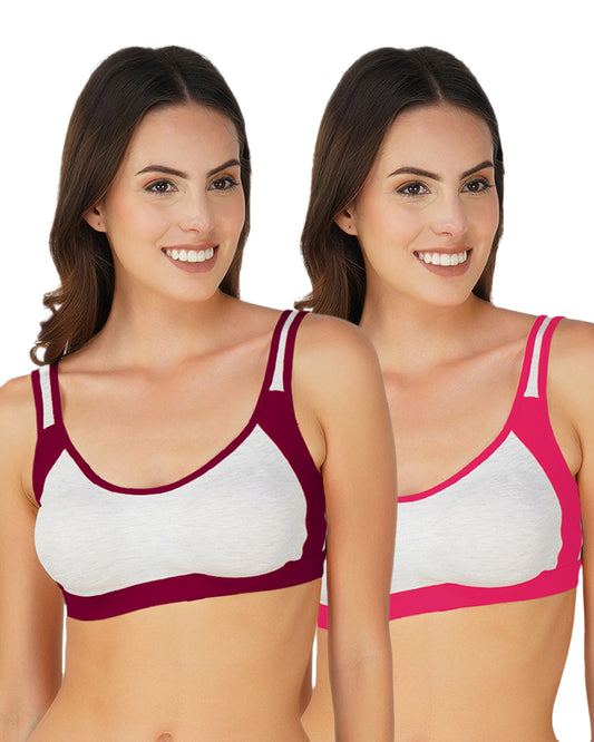 Arc de Shapes Women Wirefree Full Coverage Non Padded Active sports Bra (Pack of 2) - FREE GIFT INSIDE