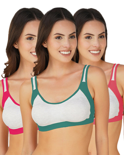 Arc de Shapes Women Wirefree Full Coverage Non Padded Active sports Bra (Pack of 3) - FREE GIFT INSIDE