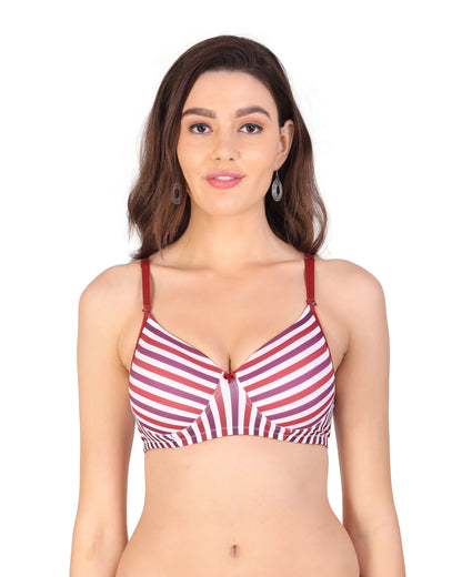 Arc de Shapes Comfort Cotton Blend Full Coverage Lightly Padded and Print Can be Changed Non-Wired Everyday Regular Bra for Women - FREE GIFT INSIDE