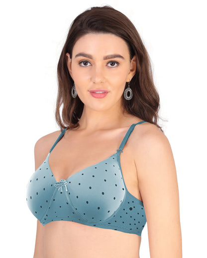 Arc de Shapes Comfort Cotton Blend Full Coverage Lightly Padded and Print Can be Changed Non-Wired Everyday Regular Bra for Women (Pack of 3) - FREE GIFT INSIDE