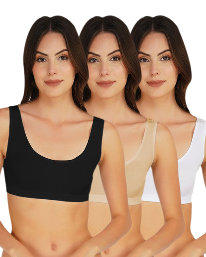 Arc de Shapes - Women Wire Free Full Coverage Non Padded Sports Air Bra - (Pack of 3) - FREE GIFT INSIDE