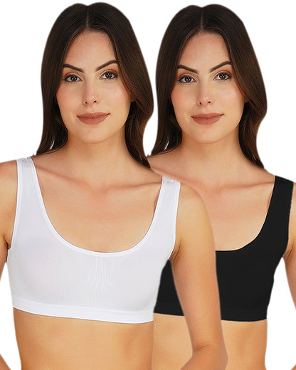 Arc de Shapes - Women Wire Free Full Coverage Non Padded Sports Air Bra - (Pack of 2) - FREE GIFT INSIDE