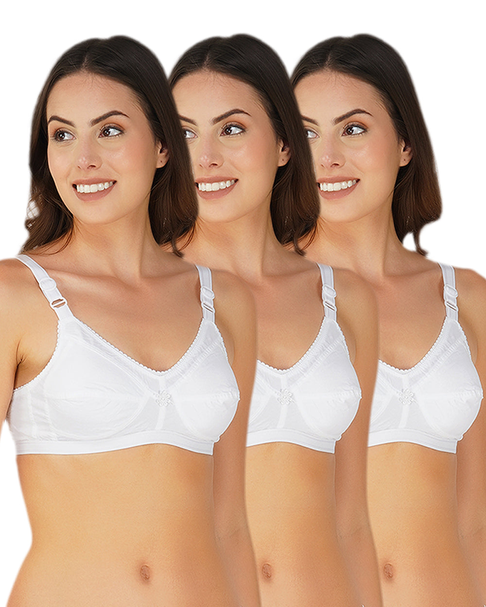 Arc de Shapes - Women Pure Cotton Full Coverage Non Padded Everyday Bra (Pack of 3) - FREE GIFT INSIDE