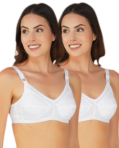 Arc de Shapes - Women Pure Cotton Full Coverage Non Padded Everyday Bra (Pack of 2) - FREE GIFT INSIDE