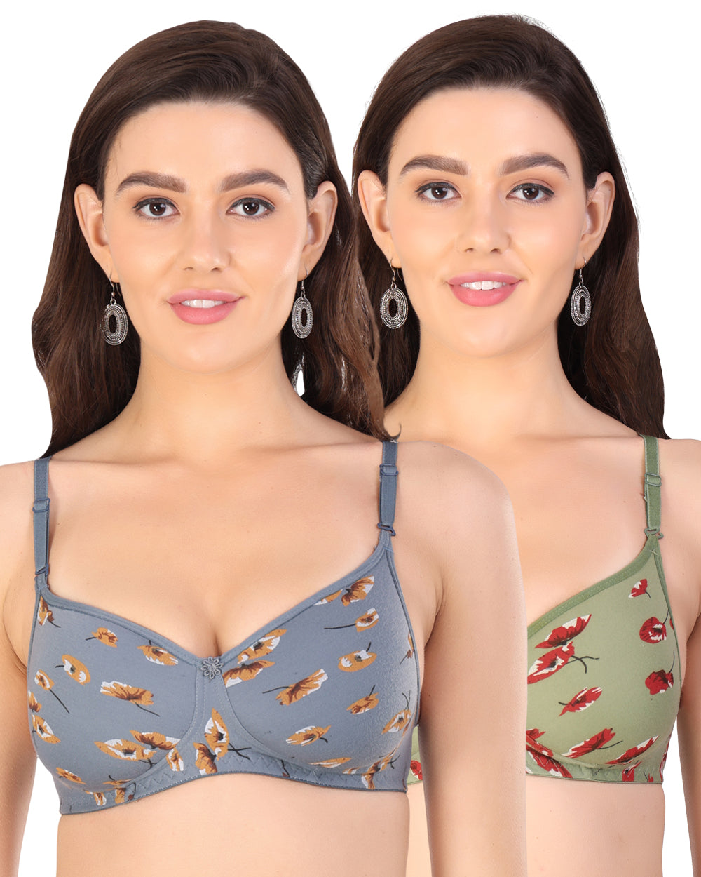 Arc de Shapes Women Cotton Blend Lightly Padded Non-Wired Full Coverage Everyday T-Shirt Bra with Detachable Straps (Pack of 2) - FREE GIFT INSIDE