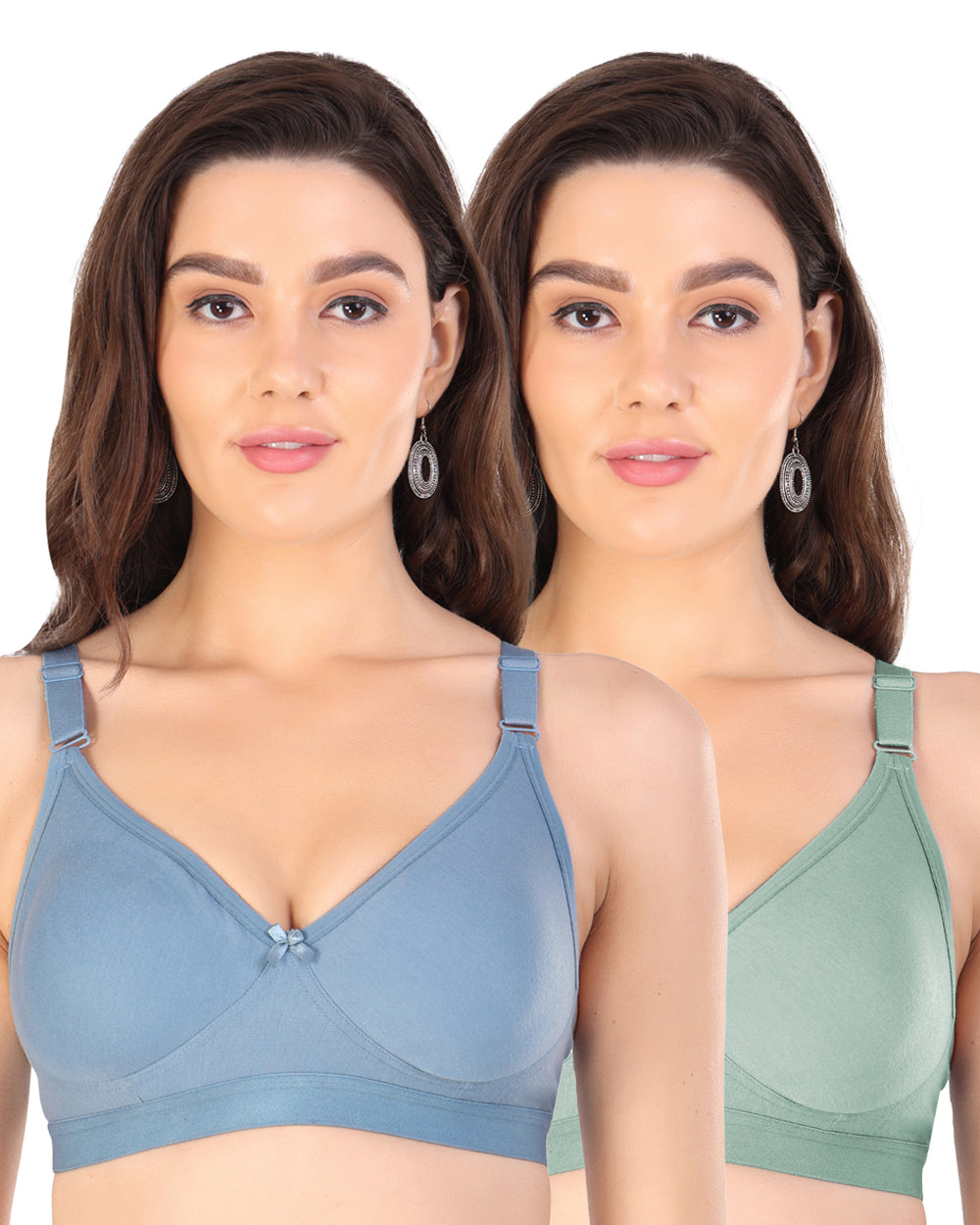 Arc de Shapes Women Cotton Blend Non Padded Non-Wired Full Coverage Everyday T-Shirt Bra with Adjustable Straps (Pack of 2) - FREE GIFT INSIDE