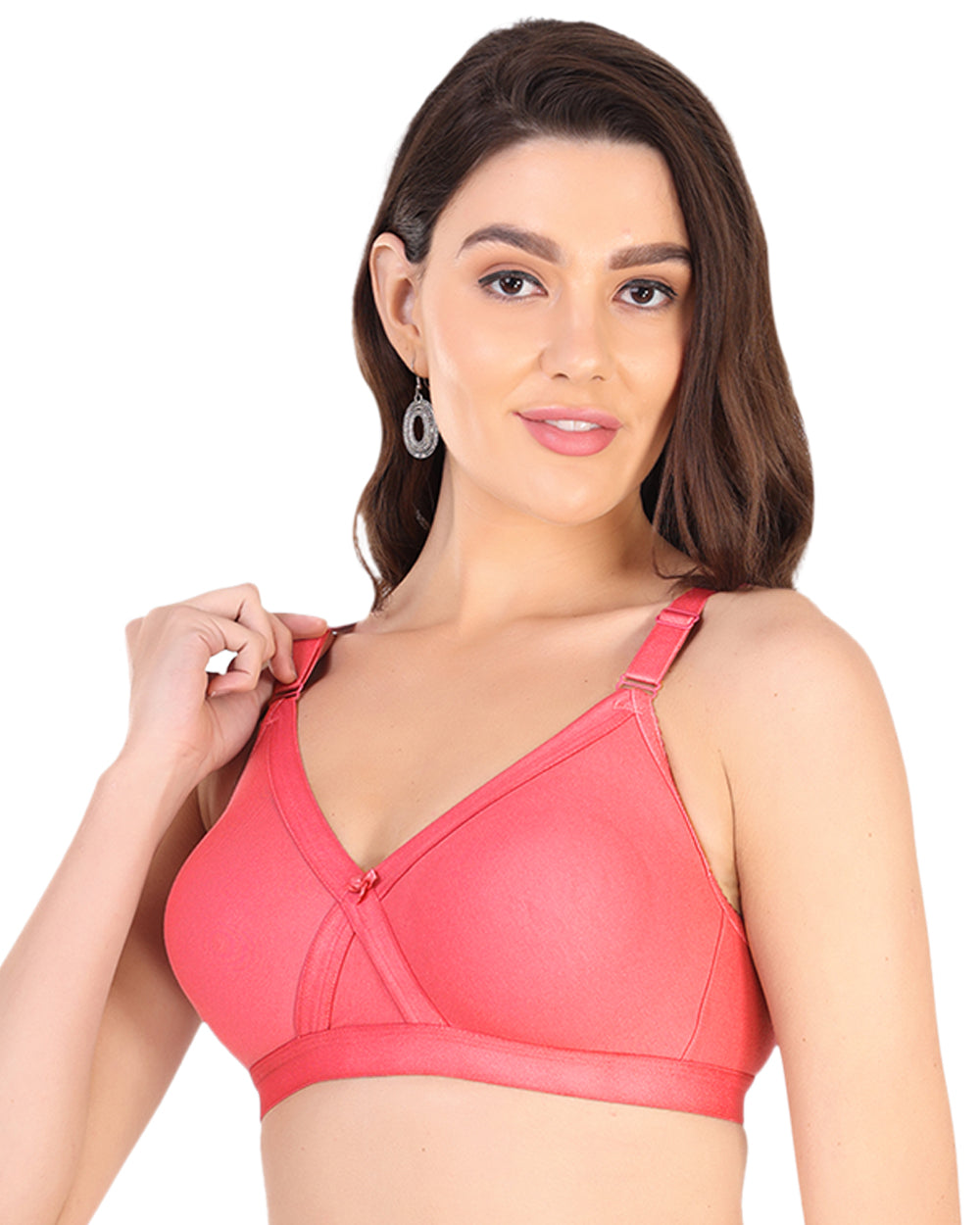 Arc de Shapes Women Cotton Blend Non Padded Non-Wired Full Coverage Multi Color Everyday Cross Fit Bra with Adjustable Straps (Pack of 2) - FREE GIFT INSIDE