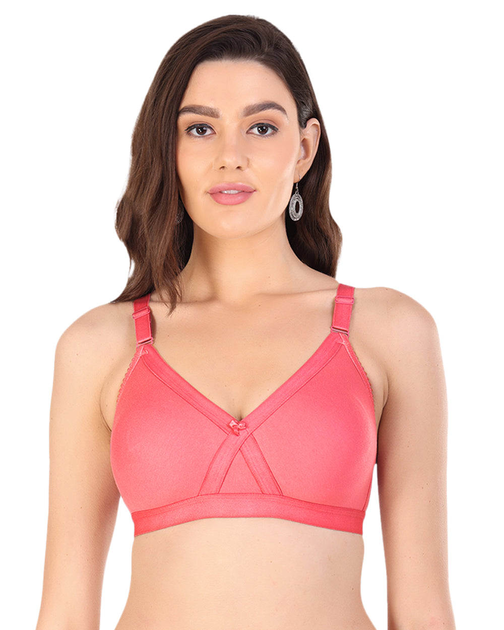 Arc de Shapes - Cotton Blend Non Padded Non-Wired Full Coverage Cross Fit Everyday Bra - FREE GIFT INSIDE