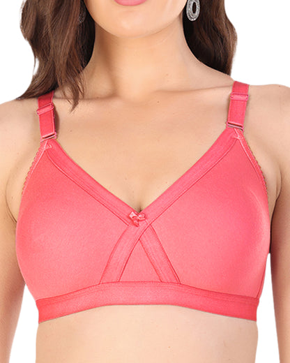 Arc de Shapes - Cotton Blend Non Padded Non-Wired Full Coverage Cross Fit Everyday Bra - FREE GIFT INSIDE