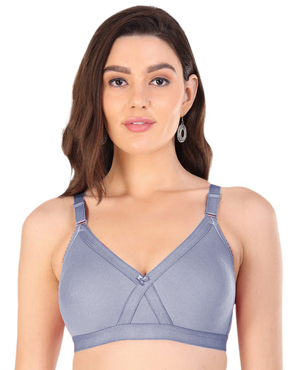 Arc de Shapes - Cotton Blend Non Padded Non-Wired Full Coverage Cross Fit Everyday Bra - FREE GIFT INSIDE