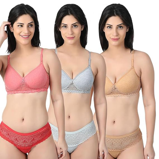 Everyday Wear Bra Panty Set pack of 3