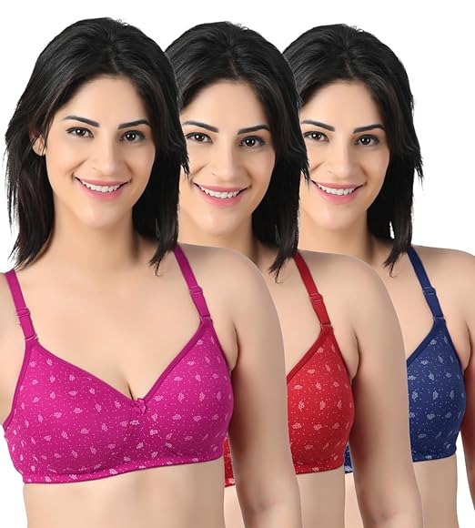 Floral Print T-Shirt Bra Pack of 3