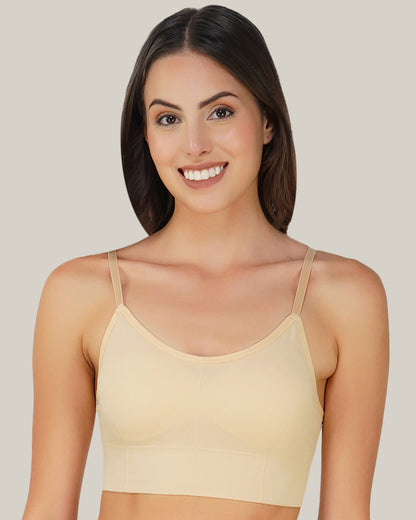 Full Coverage Lightly Padded Sports Bra Set Skin Front