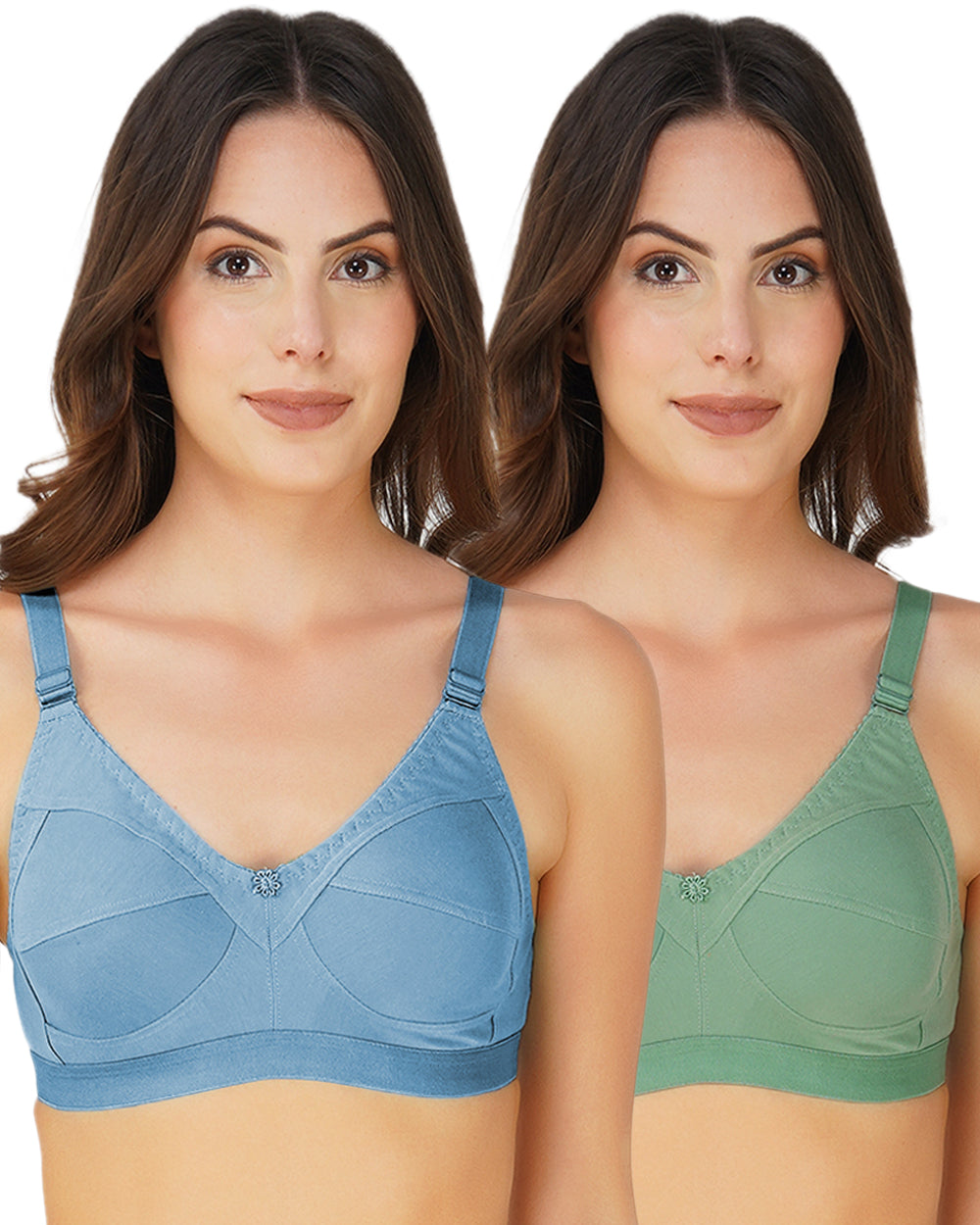 Arc de Shapes - Full Coverage Non Padded Cotton Blend T-Shirt Bra for Women (Pack of 2) - FREE GIFT INSIDE