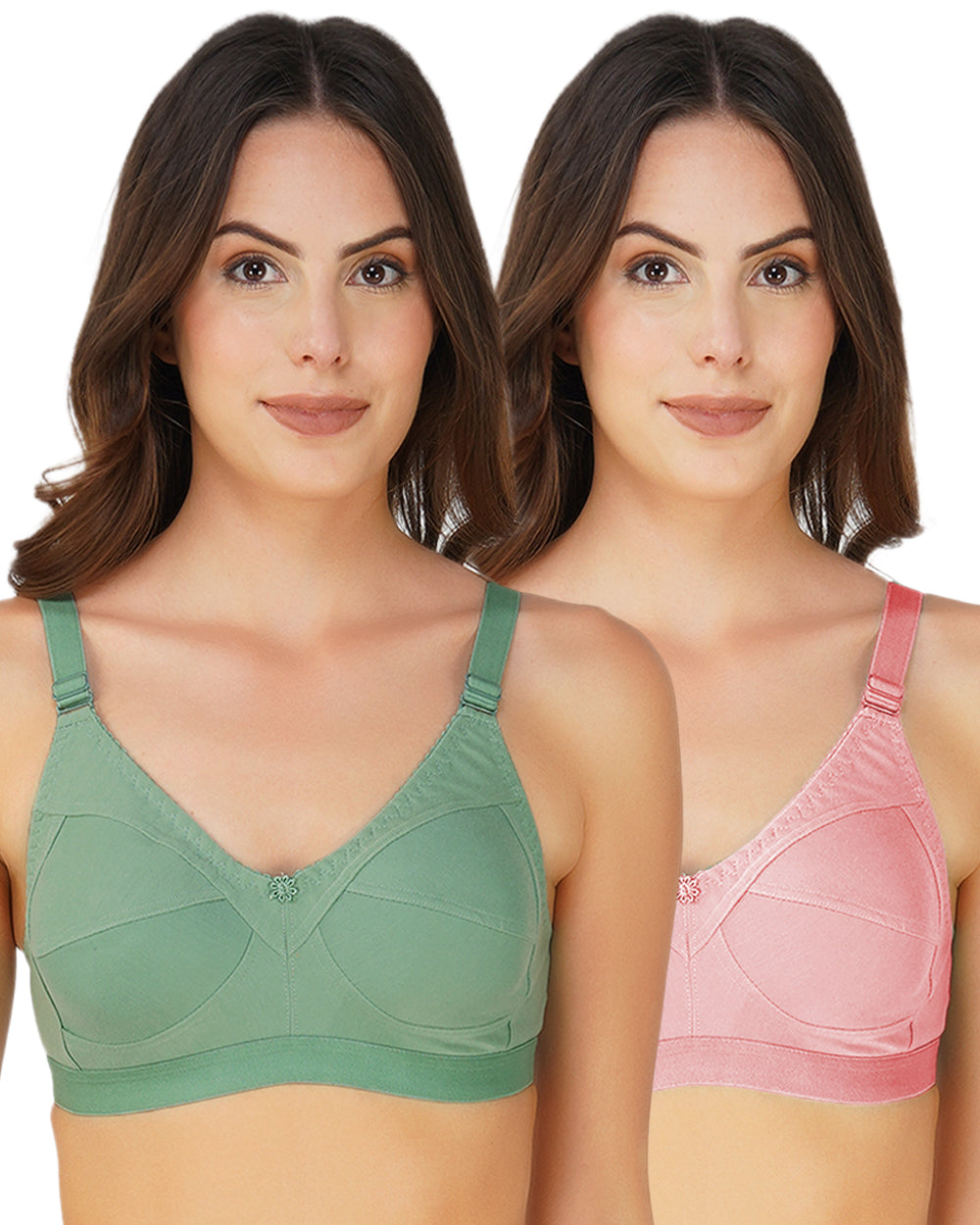 Arc de Shapes - Full Coverage Non Padded Cotton Blend T-Shirt Bra for Women (Pack of 2) - FREE GIFT INSIDE