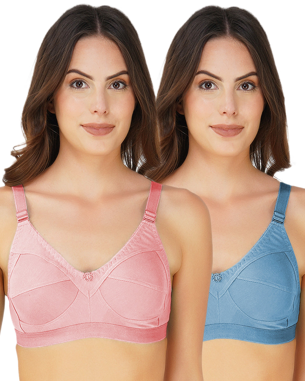 Arc de Shapes - Full Coverage Non Padded Cotton Blend T-Shirt Bra for Women (Pack of 2) - FREE GIFT INSIDE