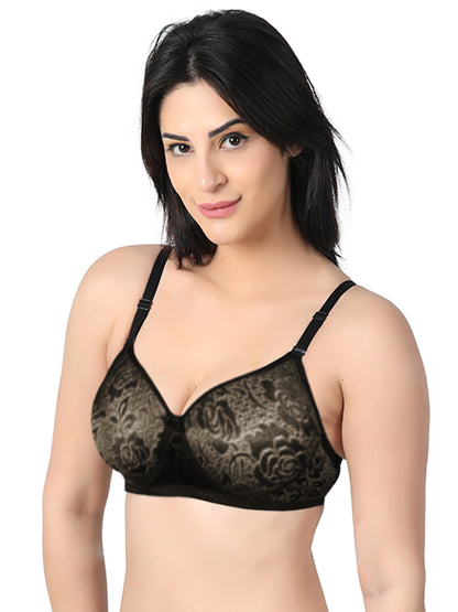 Medium Padded Full Coverage Net Bra Left View