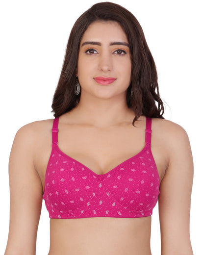 Arc de Shapes - Lightly Padded Cotton Blend Multi Color Full Coverage Everyday T-Shirt Bra - FREE GIFT INSIDE