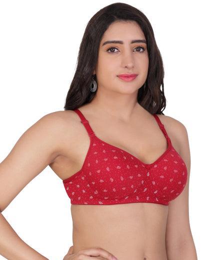 Arc de Shapes - Lightly Padded Cotton Blend Multi Color Full Coverage Everyday T-Shirt Bra - FREE GIFT INSIDE