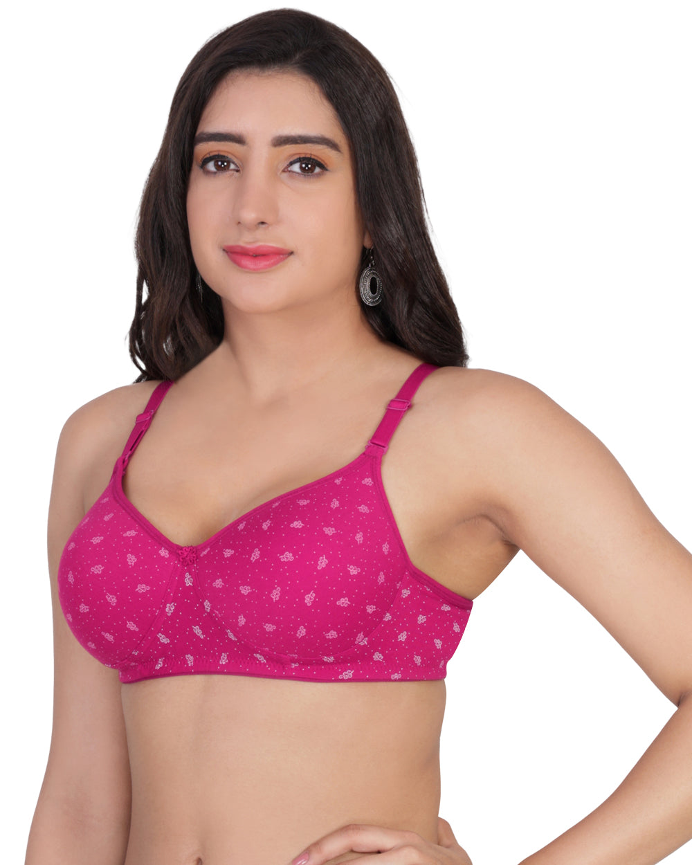 Arc de Shapes - Lightly Padded Cotton Blend Multi Color Full Coverage Everyday T-Shirt Bra - FREE GIFT INSIDE