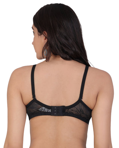 Arc de Shapes – Women Medium Padded Full Coverage Non-wired Power Net or Contour Black & Skin Color Everyday Net Bra available with (B, C, D CUP) - ONPB3013 | FREE GIFT INSIDE