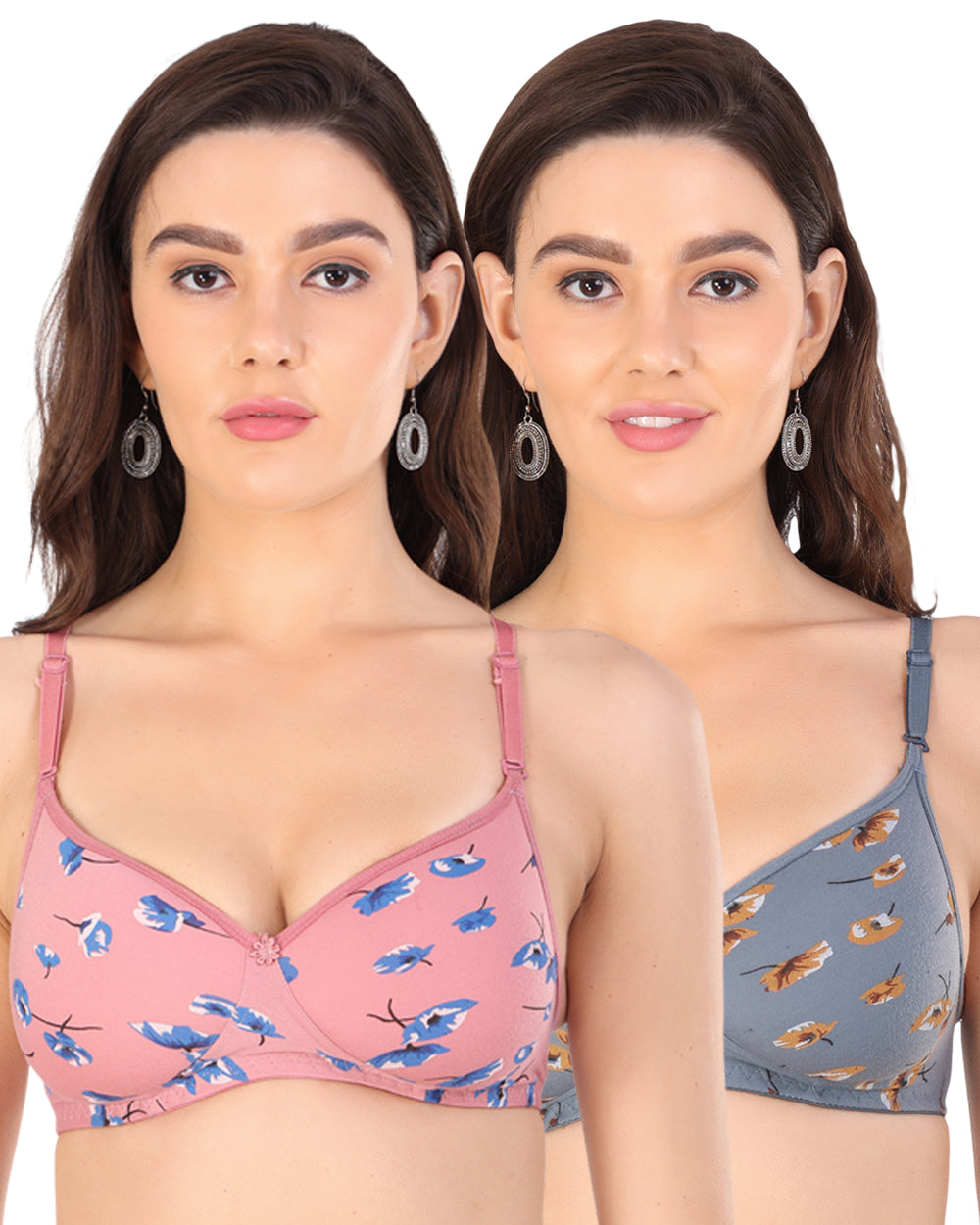 Arc de Shapes Women Cotton Blend Lightly Padded Non-Wired Full Coverage Everyday T-Shirt Bra with Detachable Straps (Pack of 2) - FREE GIFT INSIDE