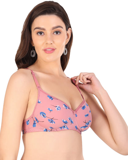 Arc de Shapes Women Cotton Blend Lightly Padded Non-Wired Full Coverage Everyday T-Shirt Bra with Detachable Straps (Pack of 3) - FREE GIFT INSIDE