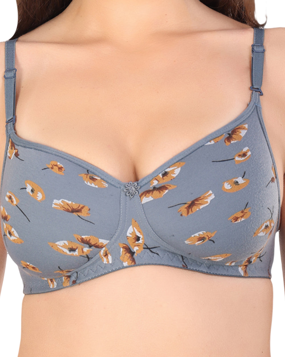 Arc de Shapes Women Cotton Blend Lightly Padded Non-Wired Full Coverage Everyday Printed T-Shirt Bra with Detachable Straps - FREE GIFT INSIDE