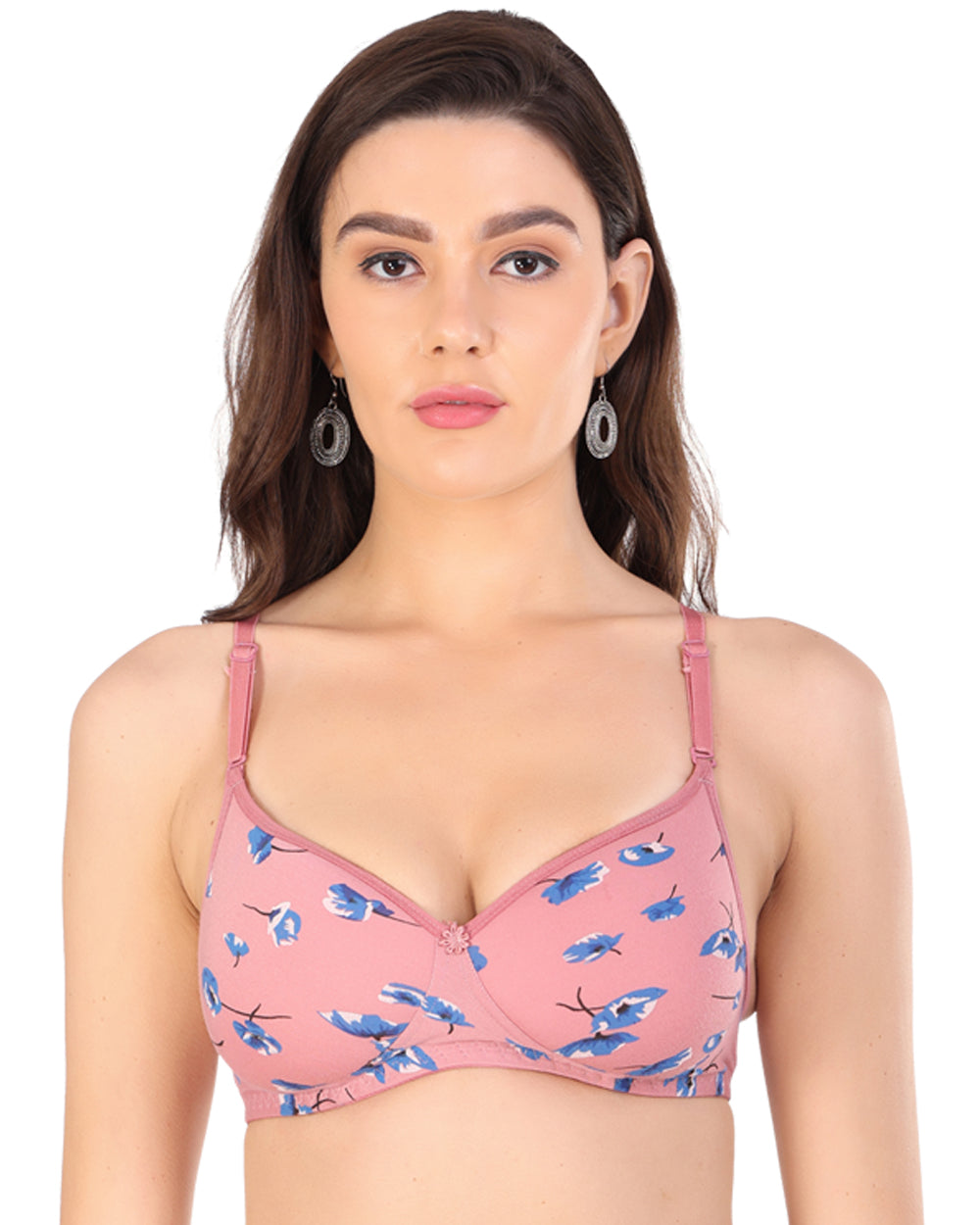 Arc de Shapes Women Cotton Blend Lightly Padded Non-Wired Full Coverage Everyday Printed T-Shirt Bra with Detachable Straps - FREE GIFT INSIDE