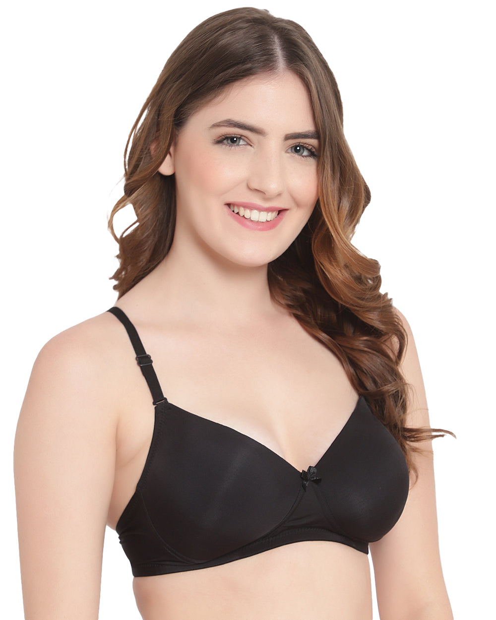 Arc de Shapes – Women Medium Padded Non-Wire Full Coverage Nylon Blend Black Color Everyday Bra available with (B, C, D CUP) - ONPB3010 | FREE GIFT INSIDE