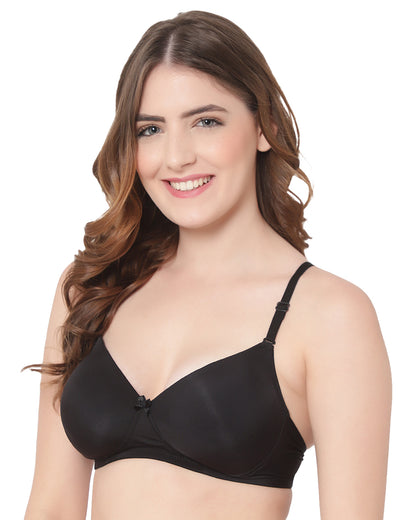 Arc de Shapes – Women Medium Padded Non-Wire Full Coverage Nylon Blend Black Color Everyday Bra available with (B, C, D CUP) - ONPB3010 | FREE GIFT INSIDE