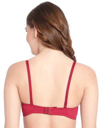 Arc de Shapes – Women Medium Padded Non-Wire Full Coverage Nylon Blend Maroon Color Everyday Bra available with (B, C, D CUP) - ONPB3011 | FREE GIFT INSIDE