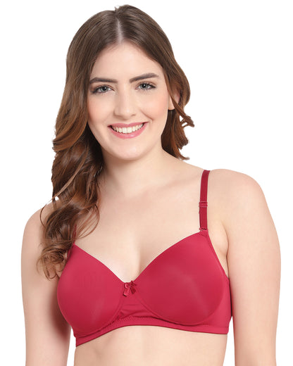 Arc de Shapes – Women Medium Padded Non-Wire Full Coverage Nylon Blend Maroon Color Everyday Bra available with (B, C, D CUP) - ONPB3011 | FREE GIFT INSIDE