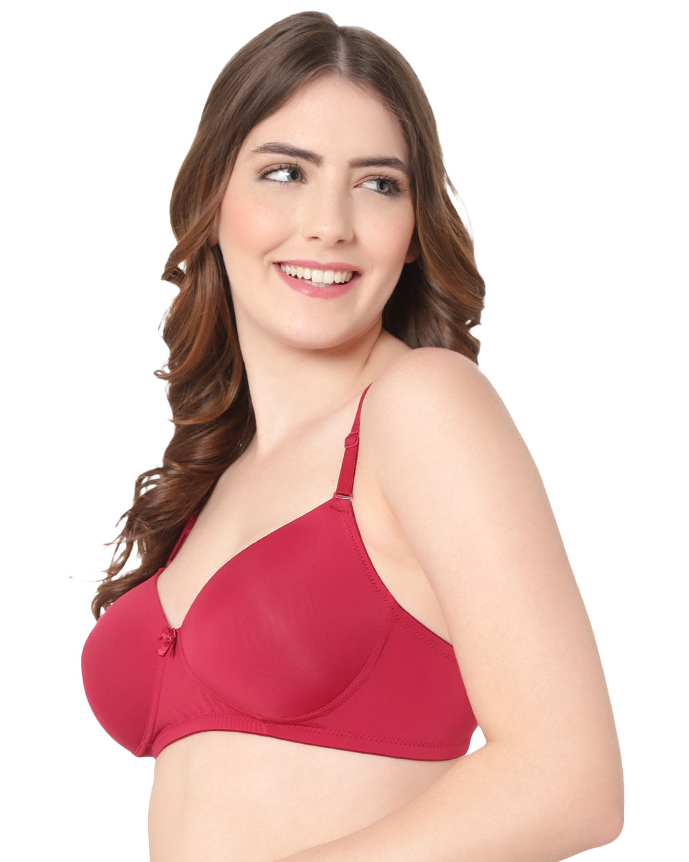 Arc de Shapes – Women Medium Padded Non-Wire Full Coverage Nylon Blend Maroon Color Everyday Bra available with (B, C, D CUP) - ONPB3011 | FREE GIFT INSIDE