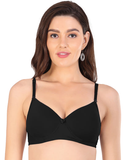 Arc de Shapes - Women Lycra Lightly Padded Non-Wired Full Coverage  Everyday T-Shirt Bra with Detachable Straps - FREE GIFT INSIDE