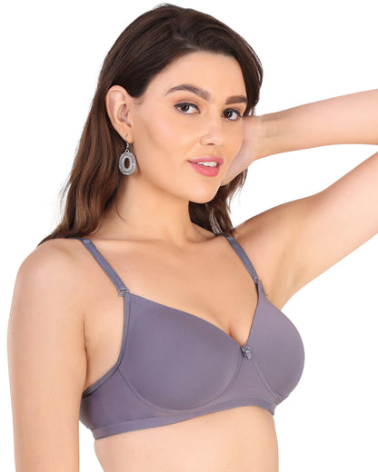 Arc de Shapes Women Cotton Blend Lightly Padded Non-Wired Full Coverage Multi Color Everyday Bra with Adjustable Straps (Pack of 3) - FREE GIFT INSIDE