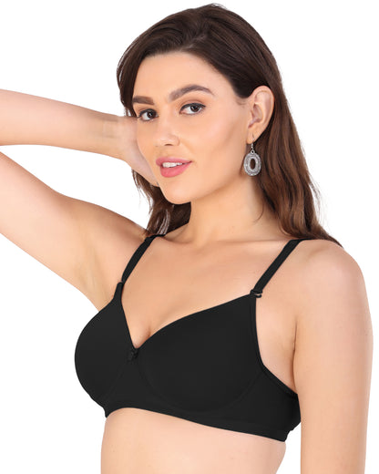 Arc de Shapes - Women Cotton Lycra Lightly Padded Non-Wired Full Coverage Multicolor Everyday T-Shirt Bra (Pack of 2) - FREE GIFT INSIDE