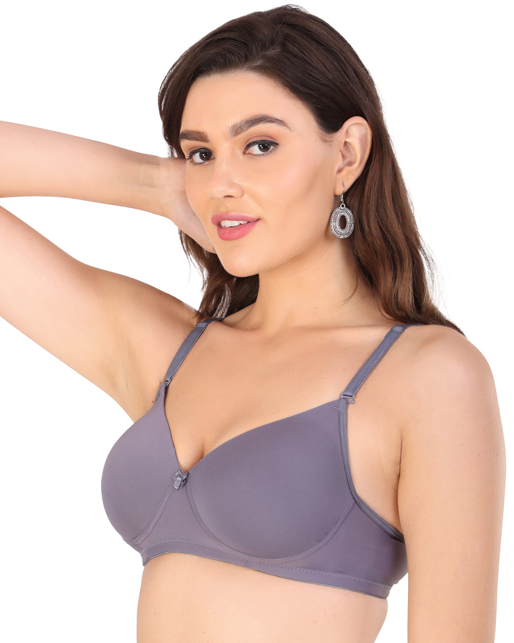 Arc de Shapes - Women Lycra Lightly Padded Non-Wired Full Coverage  Everyday T-Shirt Bra with Detachable Straps - FREE GIFT INSIDE