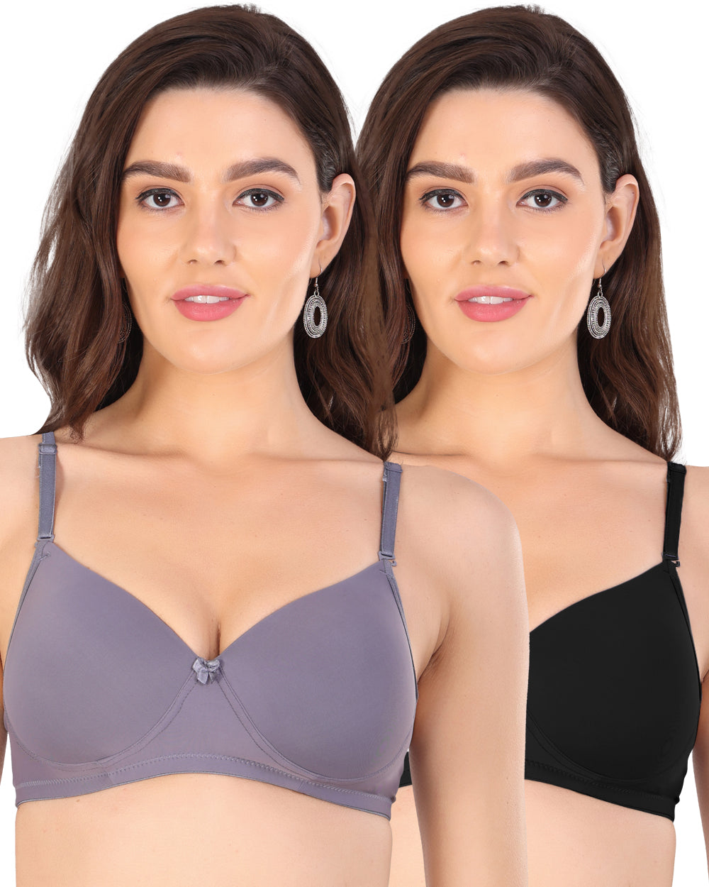 Arc de Shapes - Women Cotton Lycra Lightly Padded Non-Wired Full Coverage Multicolor Everyday T-Shirt Bra (Pack of 2) - FREE GIFT INSIDE