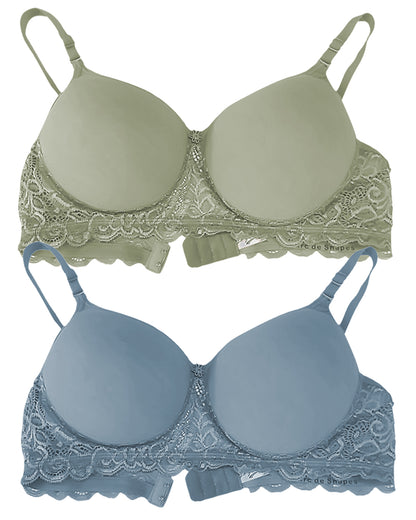 Padded-Bra-for-Women-Green-Blue-Front