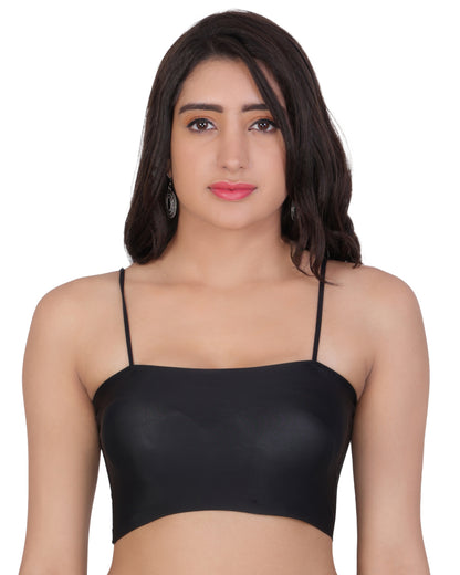 Arc de Shapes - Women Lightly Padded Full Coverage Nylon spandex Black Color Tube Cum Cami bra - FREE GIFT INSIDE