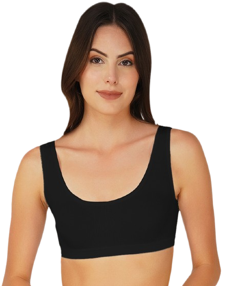 Wire Free Non Padded Black Air Bra, breathable cotton blend fabric, a comfortable bra for sleeping.