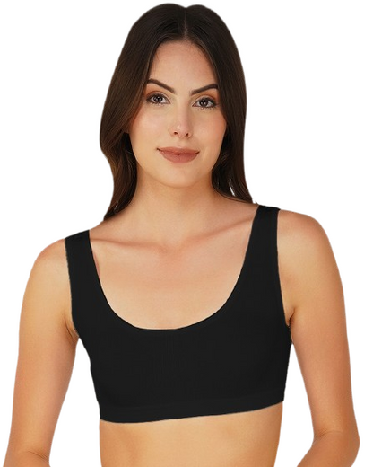 Wire Free Non Padded Black Air Bra, breathable cotton blend fabric, a comfortable bra for sleeping.