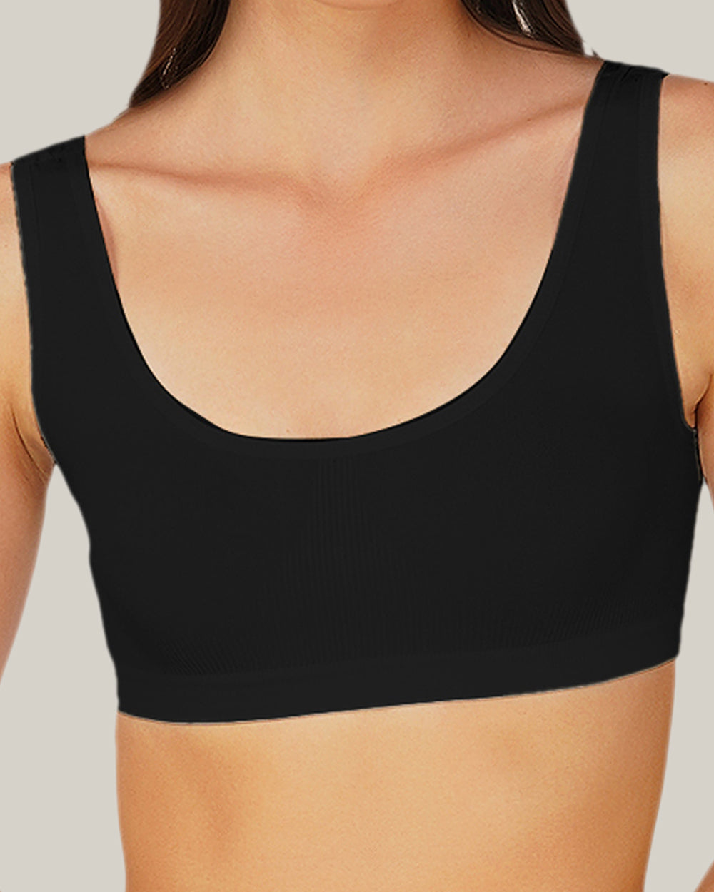 Wire Free Non Padded Black Air Bra, breathable cotton blend fabric, a comfortable bra for sleeping close view.