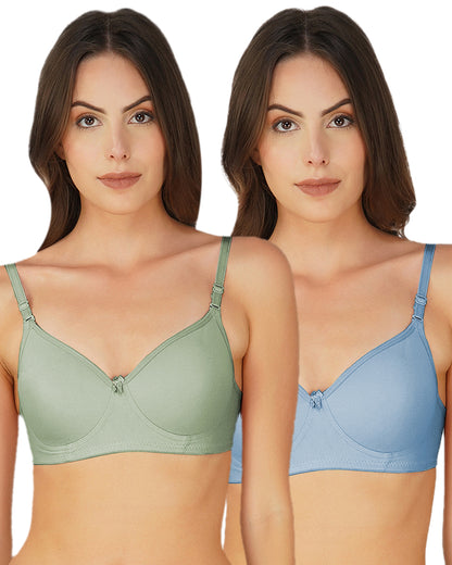 Arc de Shapes Cotton Lightly Padded Seamless Everyday Solid T-shirt Bra for Women (Pack of 2) - FREE GIFT INSIDE