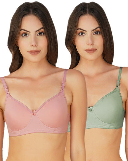 Arc de Shapes Cotton Lightly Padded Seamless Everyday Solid T-shirt Bra for Women (Pack of 2) - FREE GIFT INSIDE