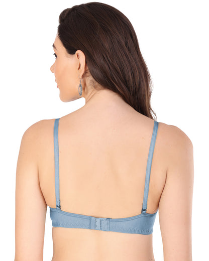 Arc de Shapes Women Cotton Blend Non Padded Non-Wired Full Coverage Blue Green Color Everyday T-Shirt Bra with Detachable Straps With C Cup - FREE GIFT INSIDE - FREE GIFT INSIDE