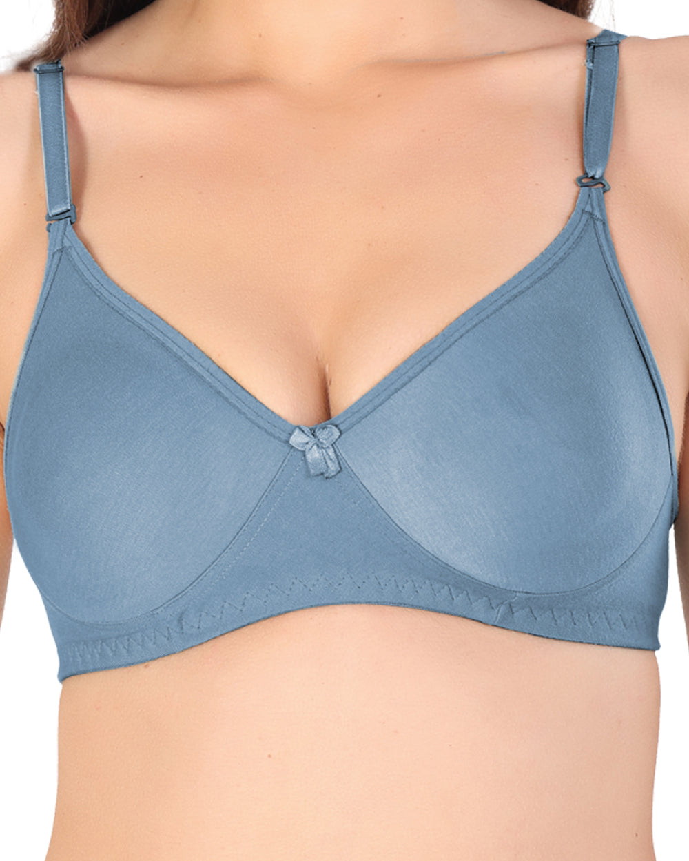 Arc de Shapes Women Cotton Blend Non Padded Non-Wired Full Coverage Blue Green Color Everyday T-Shirt Bra with Detachable Straps With C Cup - FREE GIFT INSIDE - FREE GIFT INSIDE