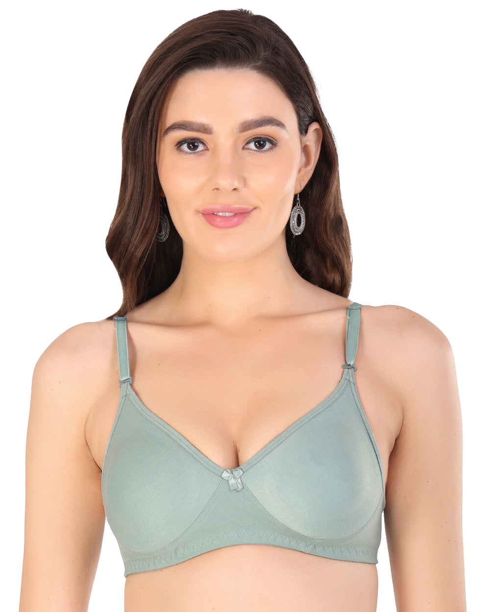 Arc de Shapes Women Cotton Blend Non Padded Non-Wired Full Coverage Blue Green Color Everyday T-Shirt Bra with Detachable Straps With C Cup - FREE GIFT INSIDE - FREE GIFT INSIDE