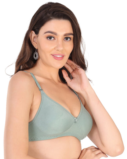 Arc de Shapes Women Cotton Blend Non Padded Non-Wired Full Coverage Blue Green Color Everyday T-Shirt Bra  (Pack of 2) - FREE GIFT INSIDE